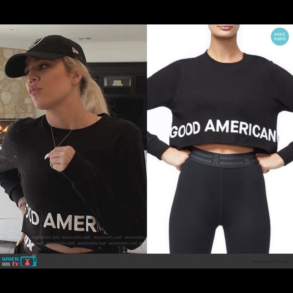 Good American Black Crop Sweatshirt
